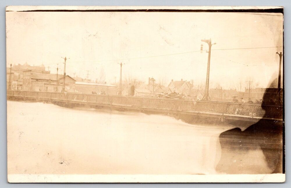 Vintage RPPC Washington St Bridge Real Photo Postcard 1918-1930 AZO Unposted